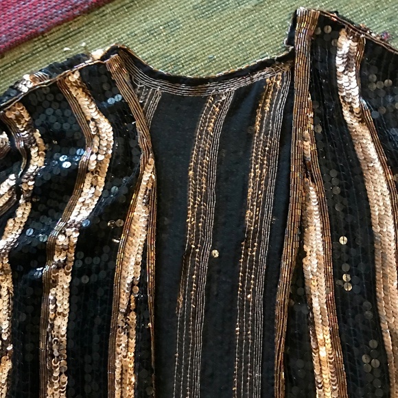 Vintage Sequined Black and Copper Evening Coat/Duster Size M/L - Picture 7 of 7